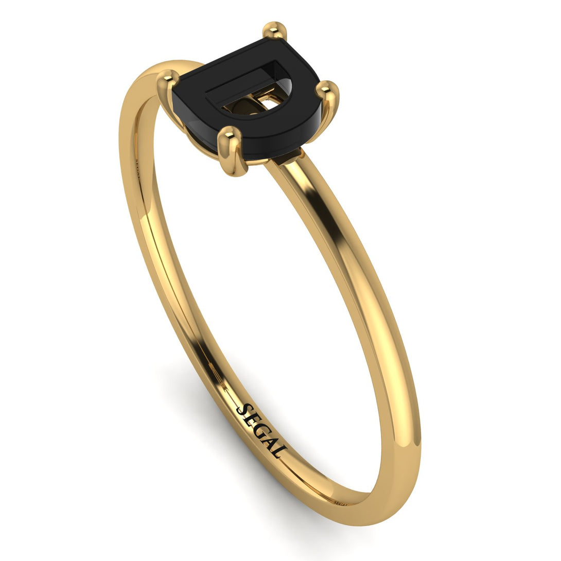 D Letter - Initial Gold Diamond Ring
